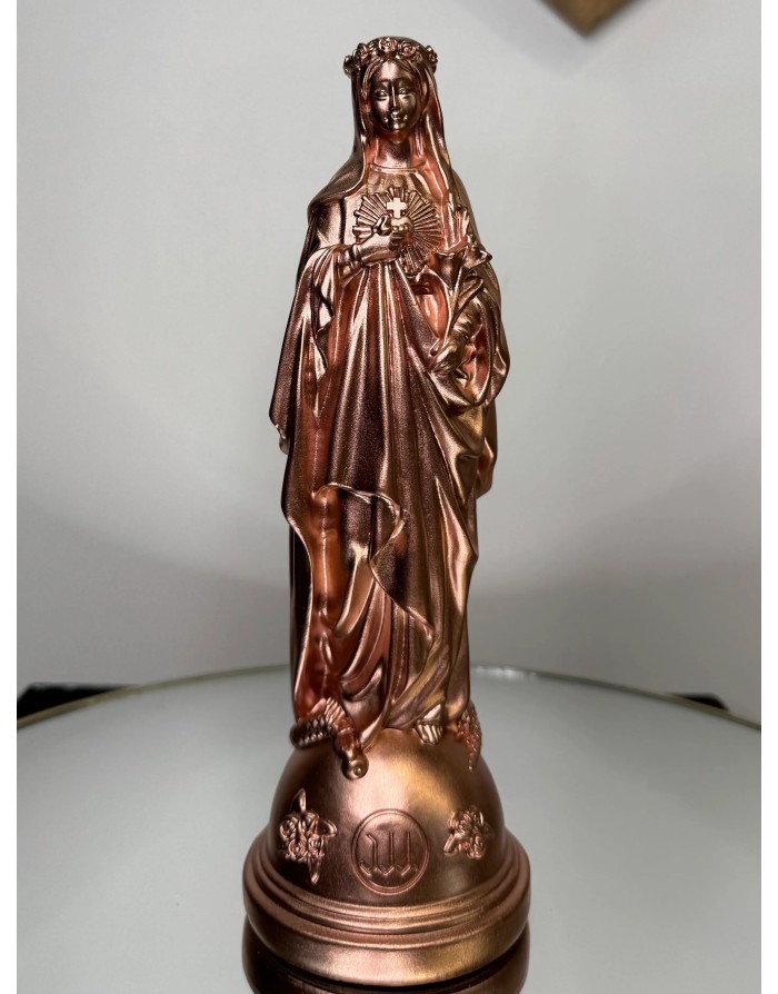 Statuette Marie aux fleurs - CUIVRE 22cm