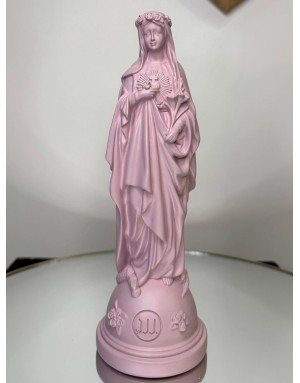 Statuette Marie aux fleurs - ROSE POUDRÉ 22cm