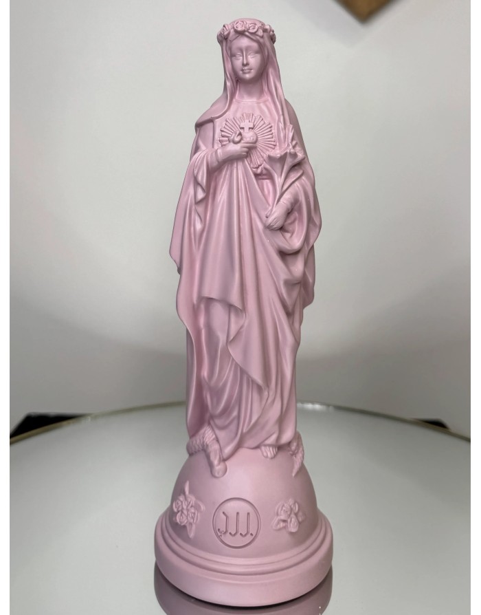 Statuette Marie aux fleurs - ROSE POUDRÉ 22cm