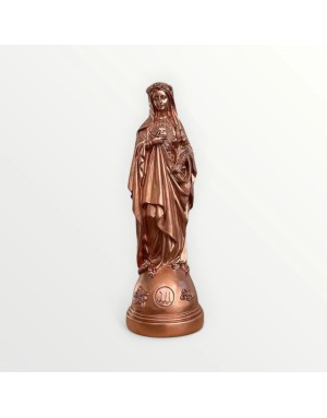 Statuette Marie aux fleurs - CUIVRE 20cm