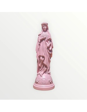 Statuette Marie aux fleurs - ROSE POUDRÉ 22cm