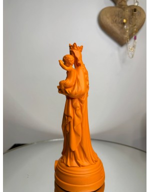 Statuette vierge à l'enfant - MANDARINE 20cm