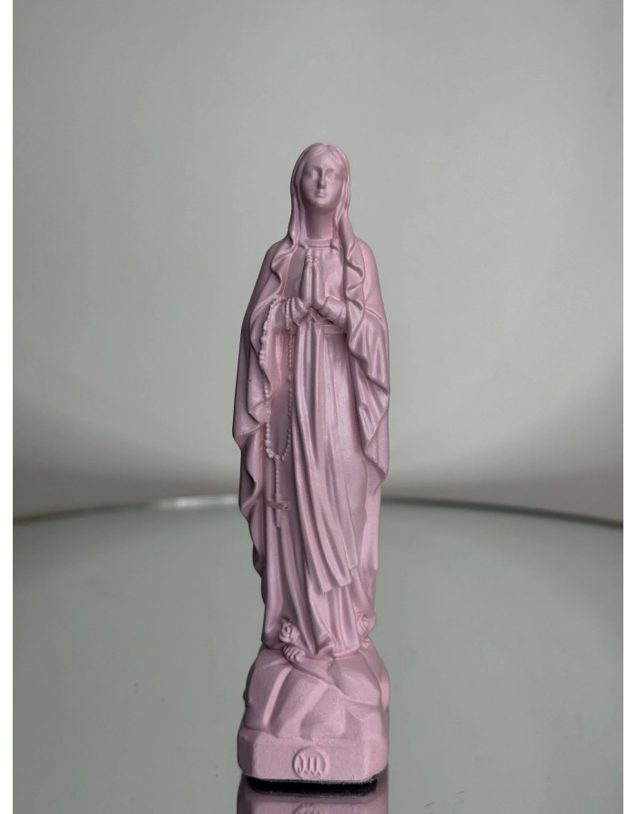 Statuette vierge Marie de LOURDES -12 cm - ROSE POUDRÉE