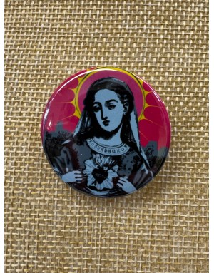 Badge Rond Vierge rose