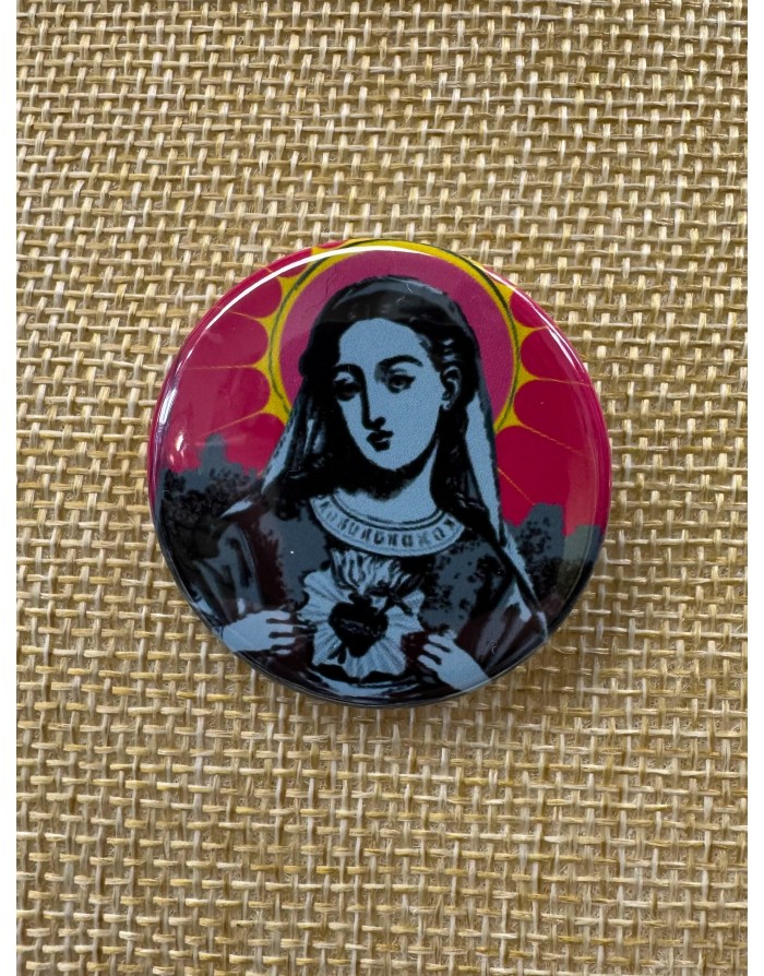 Badge Rond Vierge rose