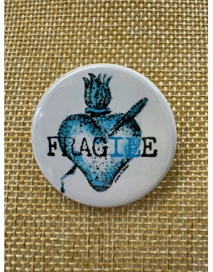 Badge Rond Fragile Bleu