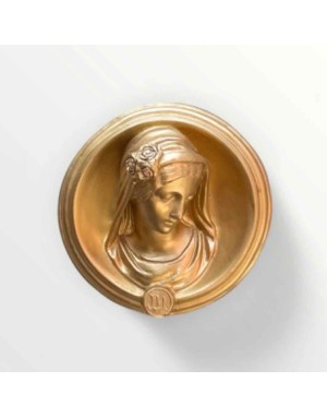 Ex-Voto Selfie de Marie - médaillon mural 16,5 cm, coloris doré